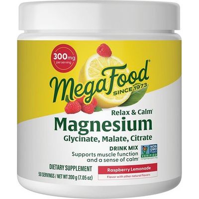 MegaFood MegaFood Relax & Calm Magnesium Drink Mix with Magnesium Glycinate, Citrate & Malate, Raspberry Lemonade, 7.05oz