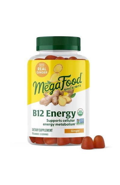 MegaFood MegaFood Vitamin B12 Energy Gummies for Kids, Teens & Adults, Usda Organic, 70 Ginger Gummies