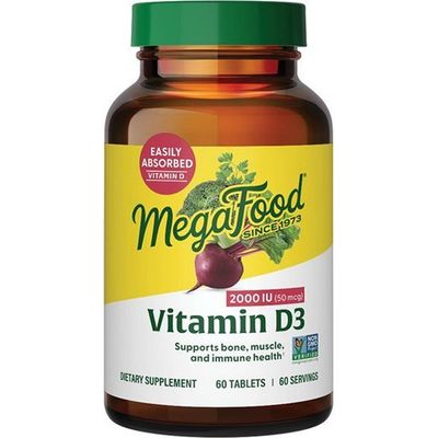 MegaFood MegaFood Vitamin D3 2000 IU (50 mcg), Vegetarian, Gluten Free, Non-GMO, Kosher, 60 Tablets