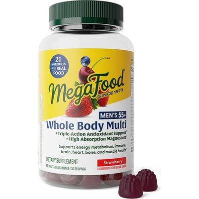 MegaFood MegaFood Whole Body Multi Gummies for Men 55+ for Muscle & Bone Health, Vegetarian, 90 Strawberry Gummies