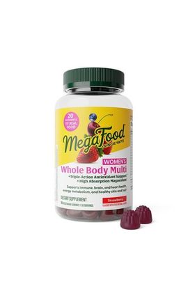 MegaFood MegaFood Whole Body Multivitamin Gummies for Women for Healthy Skin & Hair, Vegetarian, 90 Strawberry Gummies