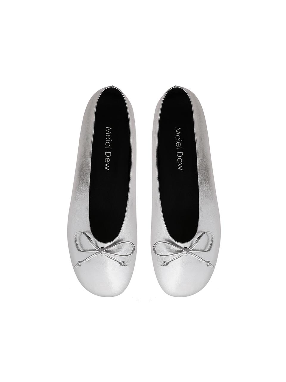 Meiel Dew Ballerina Ribbon Flats_Silver