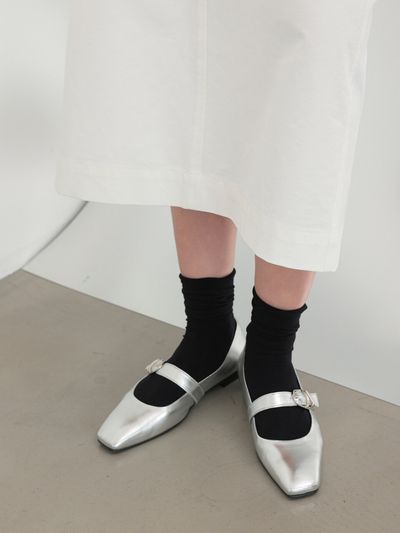 Meiel Dew Mary Jane Flat MD1092f _ Silver