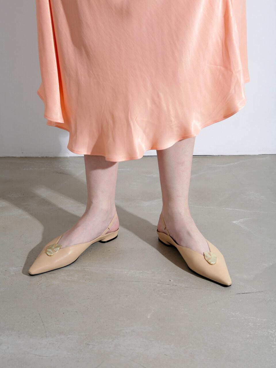 Meiel Dew Wave Line Slingbacks Skin Beige