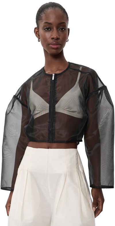 MEIMEIJ MEIMEIJ Cropped Organza Drop Shoulder Bolero Nero