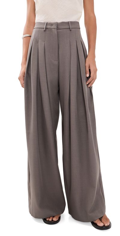 MEIMEIJ MEIMEIJ Oversized Wide Leg Pleated Pants Fango