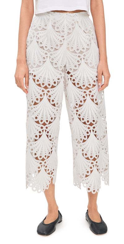 MEIMEIJ MEIMEIJ Scalloped Eyelet Lace Pants Latte