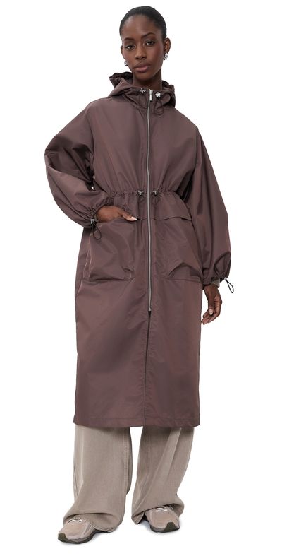 MEIMEIJ MEIMEIJ Techno Long Jacket with Hood and Cinched Waist Chocolate Lab