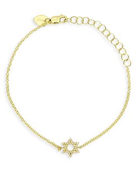 Meira T Meira T 14K Gold Diamond Star of David Chain Link Bracelet
