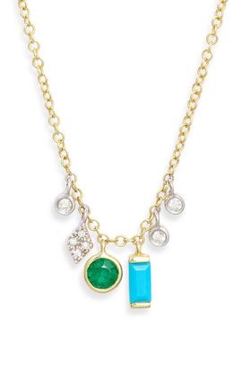 Meira T Meira T 14k Gold Gemstone & Diamond Charm Necklace