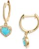 Meira T Meira T 14k Gold Heart Turquoise & Diamond Hoop Earrings - 1
