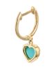 Meira T Meira T 14k Gold Heart Turquoise & Diamond Hoop Earrings - 2
