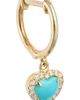 Meira T Meira T 14k Gold Heart Turquoise & Diamond Hoop Earrings - 4