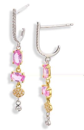 Meira T Meira T 14k Gold Pink Sapphire & Diamond Drop Earrings