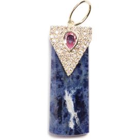 Meira T Meira T 14k Gold Sodalite, Pink Sapphire & Diamond Charm