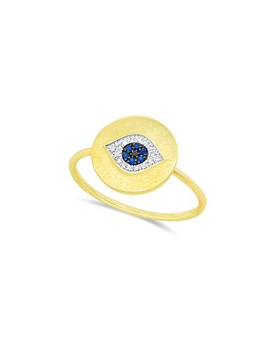 Meira T Meira T 14K White & Yellow Gold Blue Sapphire & Black and White Diamond Evil Eye Ring