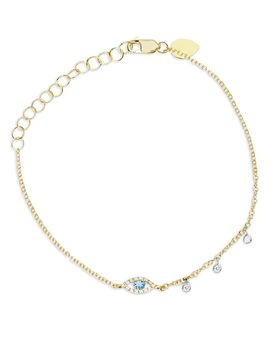 Meira T Meira T 14K White & Yellow Gold Blue Topaz & Diamond Evil Eye Link Bracelet