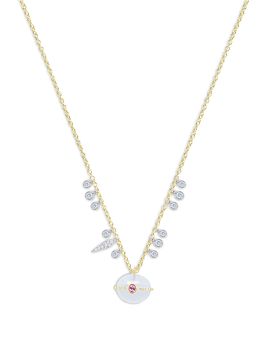 Meira T Meira T 14K White & Yellow Gold Chalcedony, Pink Sapphire & Diamond Pendant Necklace, 16-18