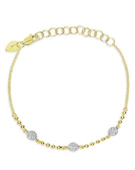 Meira T Meira T 14K White & Yellow Gold Diamond Mini Cluster Beaded Bracelet