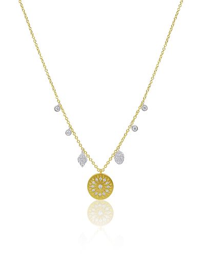 Meira T Meira T 14K White & Yellow Gold Diamond Starburst Pendant Necklace, 0.26 tcw