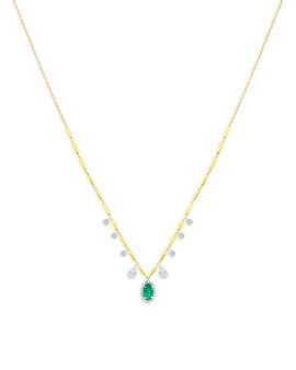 Meira T Meira T 14K White & Yellow Gold Emerald & Diamond Necklace, 16-18