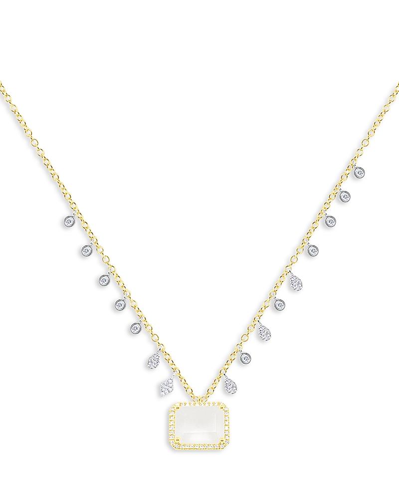Meira T Meira T 14K White & Yellow Gold Frosted Crystal & Diamond Dangle Pendant Necklace, 16-18