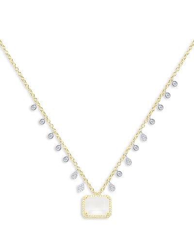 Meira T Meira T 14K White & Yellow Gold Frosted Crystal & Diamond Dangle Pendant Necklace, 16-18