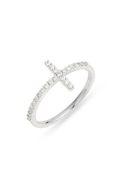 Meira T Meira T 14k White Gold Diamond Cross Ring 