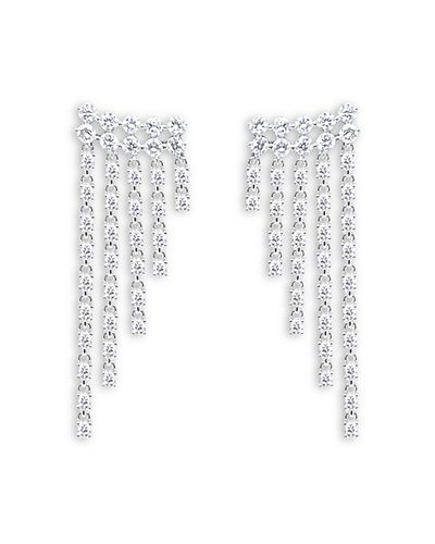 Meira T Meira T 14K White Gold Lab Grown Diamond Fringe Drop Earrings, 1.24 tcw