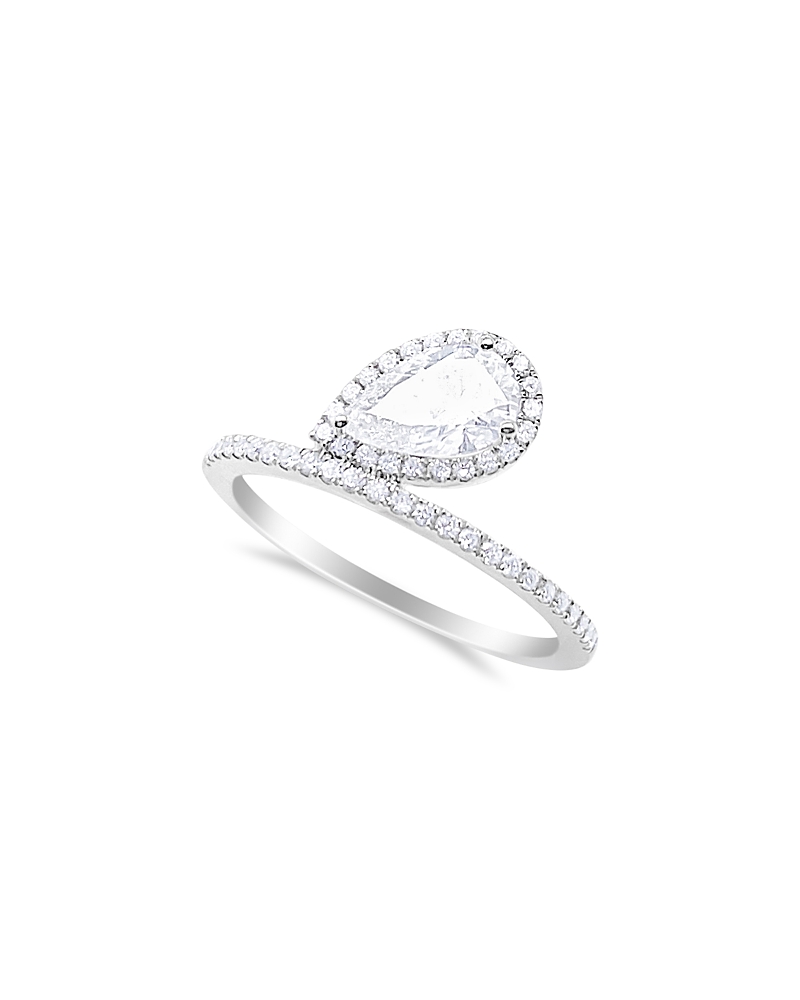 Meira T Meira T 14K White Gold Lab Grown Diamond Pear & Round Halo Ring