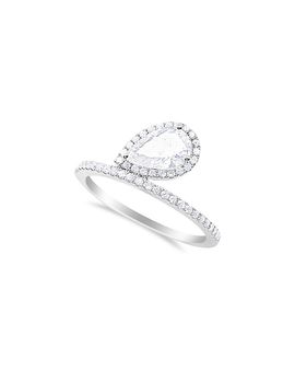 Meira T Meira T 14K White Gold Lab Grown Diamond Pear & Round Halo Ring
