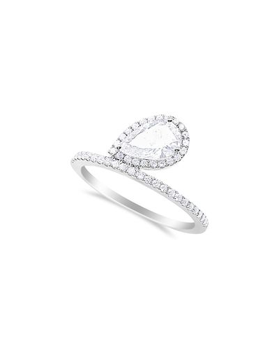 Meira T Meira T 14K White Gold Lab Grown Diamond Pear & Round Halo Ring