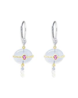 Meira T Meira T 14K Yellow & White Gold Chalcedony, Pink Sapphire & Diamond Drop Earrings