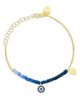 Meira T Meira T 14K Yellow Gold Blue Sapphire & Diamond Bead Evil Eye Charm Bracelet - 1