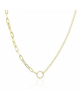 Meira T Meira T 14K Yellow Gold Diamond Circle Mixed Chain Necklace, 0.06 tcw