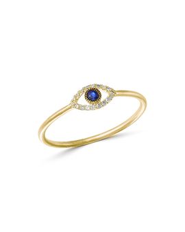 Meira T Meira T 14K Yellow Gold Evil Eye Blue Sapphire & Diamond Ring