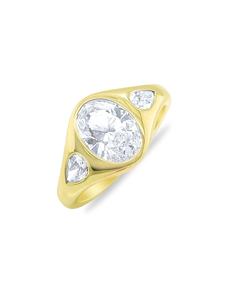 Meira T Meira T 14K Yellow Gold Lab Grown Diamond Oval & Pearl Ring