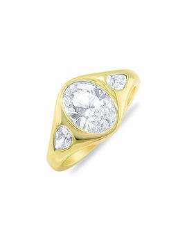 Meira T Meira T 14K Yellow Gold Lab Grown Diamond Oval & Pearl Ring
