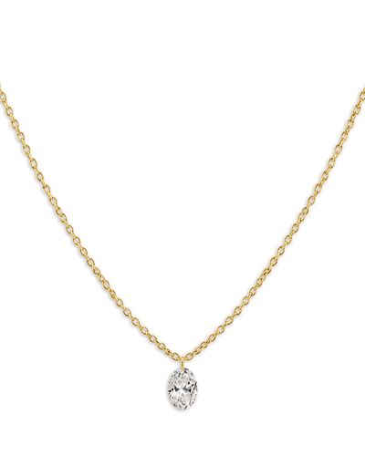 Meira T Meira T 14K Yellow Gold Lab Grown Diamond Oval Solitaire Pendant Necklace, 0.75 tcw