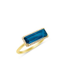 Meira T Meira T 14K Yellow Gold London Blue Topaz & Diamond Ring