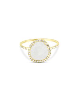 Meira T Meira T 14K Yellow Gold Rainbow Moonstone & Diamond Ring