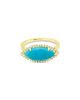 Meira T Meira T 14K Yellow Gold Turquoise & Diamond Marquis Halo Ring - 2