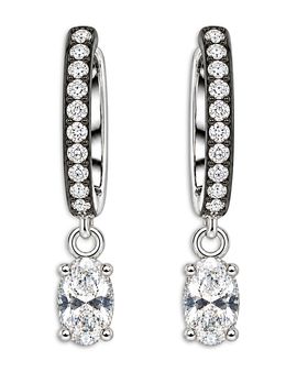 Meira T Meira T Black Rhodium 14K White Gold Lab Grown Diamond Drop Hoop Earrings, 0.31 tcw