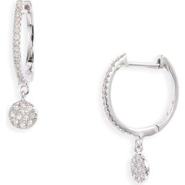 Meira T Meira T Diamond Disc Drop Huggie Hoop Earrings