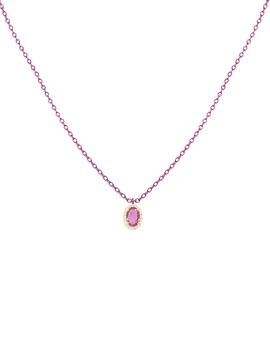 Meira T Meira T Gold-Plated & Pink Rhodium-Plated Silver Pink Sapphire & Diamond Pendant Necklace, 16-18