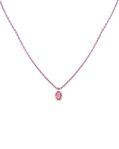 Meira T Meira T Gold-Plated & Pink Rhodium-Plated Silver Pink Sapphire & Diamond Pendant Necklace, 16-18
