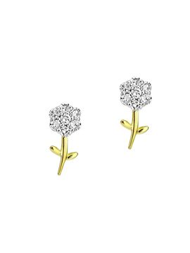 Meira T Women's 14K Gold & Diamond Flower Stud Earrings
