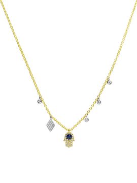 Meira T Women's 14K Gold &Blue Sapphire Hamsa Necklace