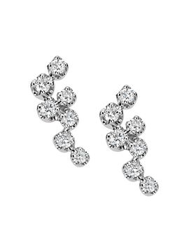 Meira T Women's 14K White Gold & 0.18 TCW Diamond Cluster Earrings