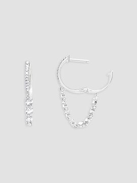 Meira T Women's 14K White Gold & 0.38 TCW Diamond Chain Drop Earrings